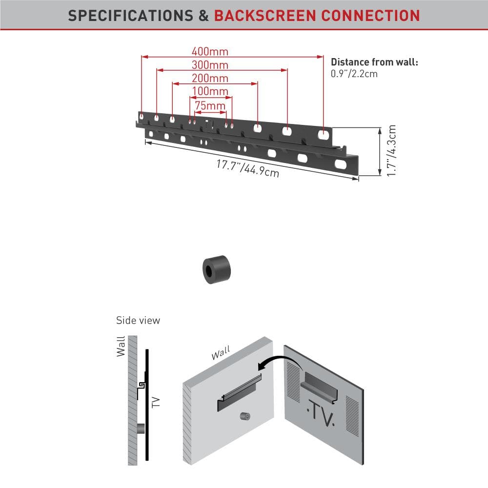 Suport TV de perete, Barkan E304, Fix, 13"- 58", VESA 400 x 400 mm, suporta pana la 25kg, negru — miniatură