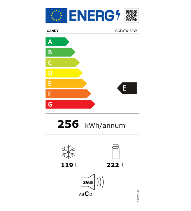 Combina frigorifica Candy CCE3T618EW, 341 litri, Clasa energetica E, Alb — miniatură