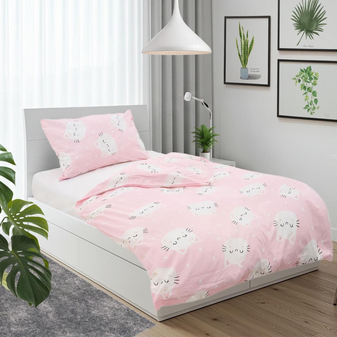 Set de pat single bumbac, 92 gsm, Cat — miniatură