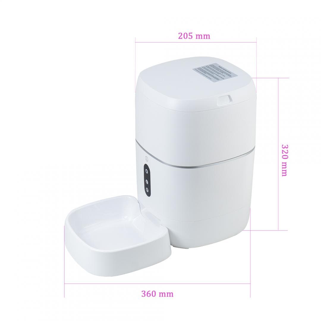 Hranitoare inteligenta de mancare PNI MyPet PT033PF pentru animale de casa, WiFi, 3 litri, programabil din aplicatia dedicata Tuya Smart, integrare in scenarii si automatizari smart cu alte produse compatibile Tuya, Dimensiuni: 205 x 205 x 430 mm, Greutate: 2.200 g, Volum: 3l, Alimentare: DC 5V 1A — miniatură