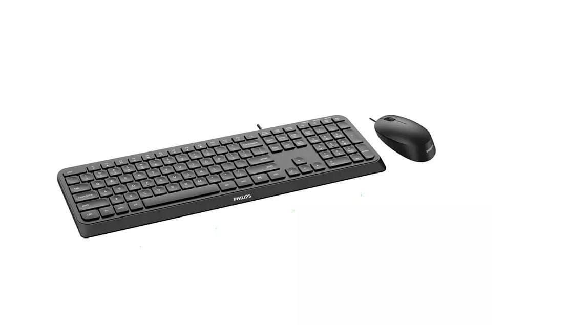 Kit Wired tastatura si mouse PHILIPS SPT6207B/00, taste numerice, Negru