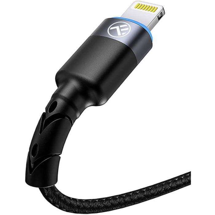 Cablu Tellur Lightning cu LED, nailon, 2m, negru — miniatură