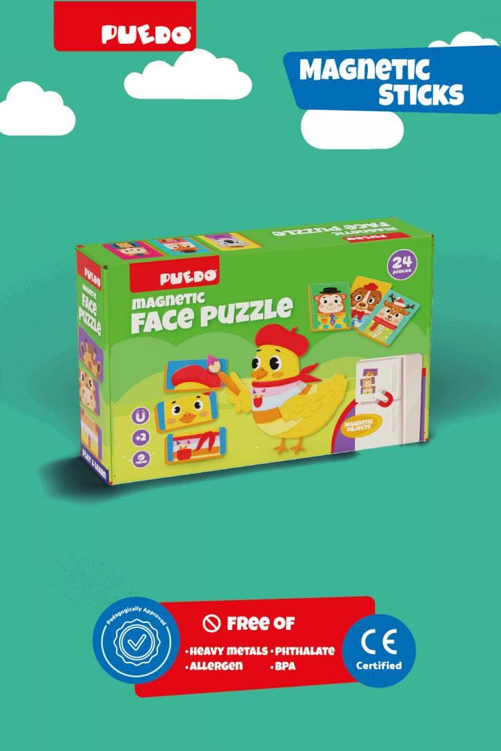 PUZZLE MAGNETIC DIN SPUMA EVA CU FEȚE, PUEDO — miniatură