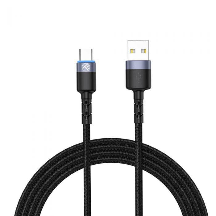Cablu Tellur USB to Type-C cu LED, 3A, nailon, 1.2m, negru