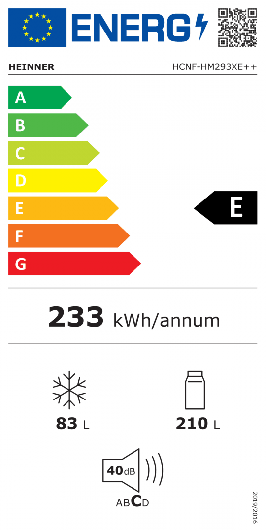 Combina frigorifica HEINNER HCNF-HM293XE++, No Frost, 293 l, Clasa: E, Aspect inox — miniatură