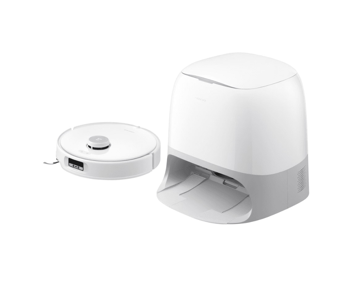Robot de aspirare Roborock Qrevo Curv, aspirator, mop si statie inteligenta de golire automata, 66W, Lidar, 18500 PA, baterie 5200mAh, mop rotativ. Filtru EPA E11, alb — miniatură