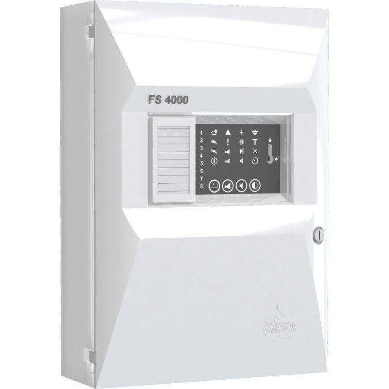 Centrala Unipos conventionala FS4000/4 de detectie si semnalizare incendiu: - 4 linii de detectie, maxim 32 detectoare pe linie; - 2 iesiri monitorizate; - 2 relee pentru semnalizare incendiu; - 1 releu pentru semnalizare defect; - afisaj cu LED-uri; - buzzer integrat; - CE, EN54 approved;