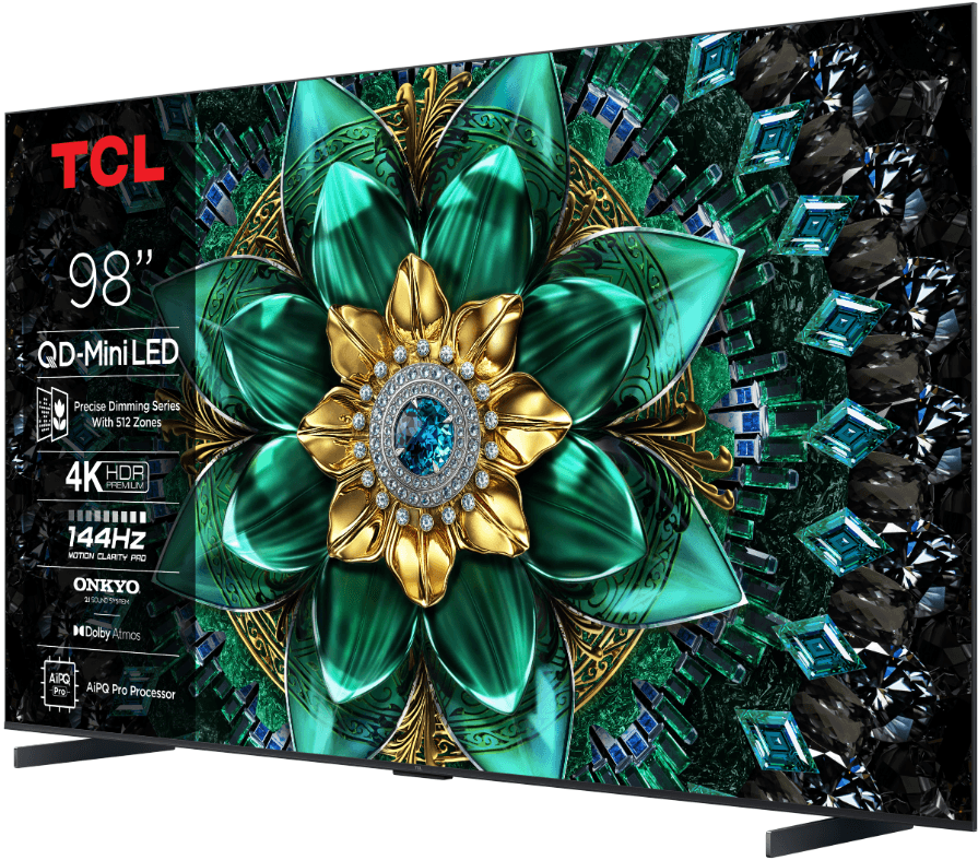 Televizor TCL QD-MiniLED 98Q6C, 248 cm, Smart Google TV, 4K Ultra HD, 144Hz, Onkyo — miniatură
