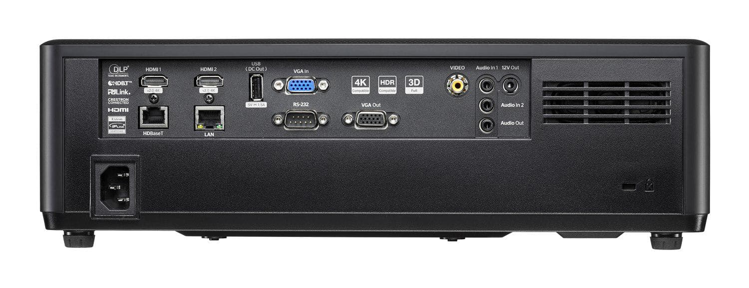 Videoproiector Optoma ZU507TST, short throw professional, DLP laser 30.000 ore, WUXGA (1920x1200), 5.000 lumeni, 300.000:1, 4:3,16:9,16:10, dimensiune maxima imagine 300", distanta proiectie 0.38m - 3.75m, 2 x HDMI 2.0, 1 x VGA, 1 x Composite video, 2 x Audio 3.5mm, 1 x USB-A power 1.5A, 1 x Audio — miniatură