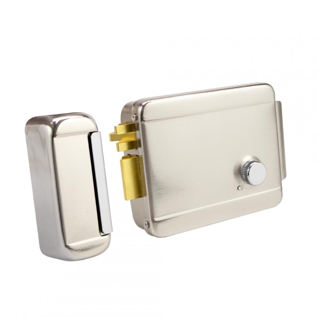PNI Yala electromagnetica H1073A din otel, cu butuc Fail Secure NO, Se potriveste solutiilor de interfon cu intercom sau sistemelor de control acces, Alimentare: 12V, 1A, carcasa din otel inoxidabi, Dust proof, Watwr resistant 100l/min, Dimensiuni: 129x105x39mm, greutate: 1117g, 3 chei. — miniatură