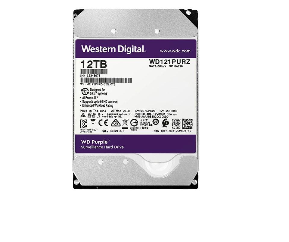 HDD Surveillance WD Purple, 12TB, 5400RPM, 256MB, SATA III — miniatură