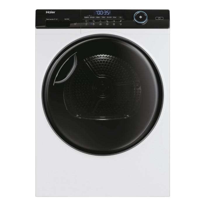 Uscator de rufe Haier HD80-A3959-S, Pompa de caldura cu compresor inverter, 8kg,clasa A+++, WIFI-app hOn, 11 programe +app, alba - usa neagra
