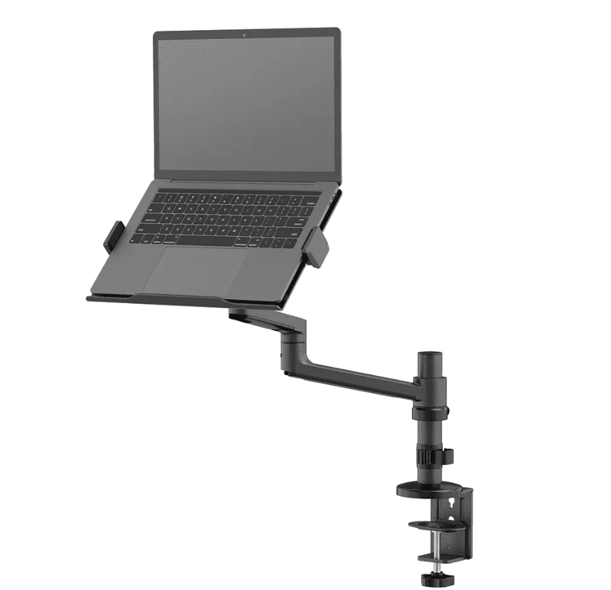 Suport laptop de birou Neomounts DS20-425BL1; pentru display-uri cu diagonale 11.6"-17.3", sistem de prindere VESA 75x75~100x100, greutate maxima suportata 5kg, tilt +90°, -30°, swivel 90°, rotate 360°, distanta fata de perete 162-494mm; inaltime reglabila manual 245-388mm; culoare negru. Garantie 5 — miniatură