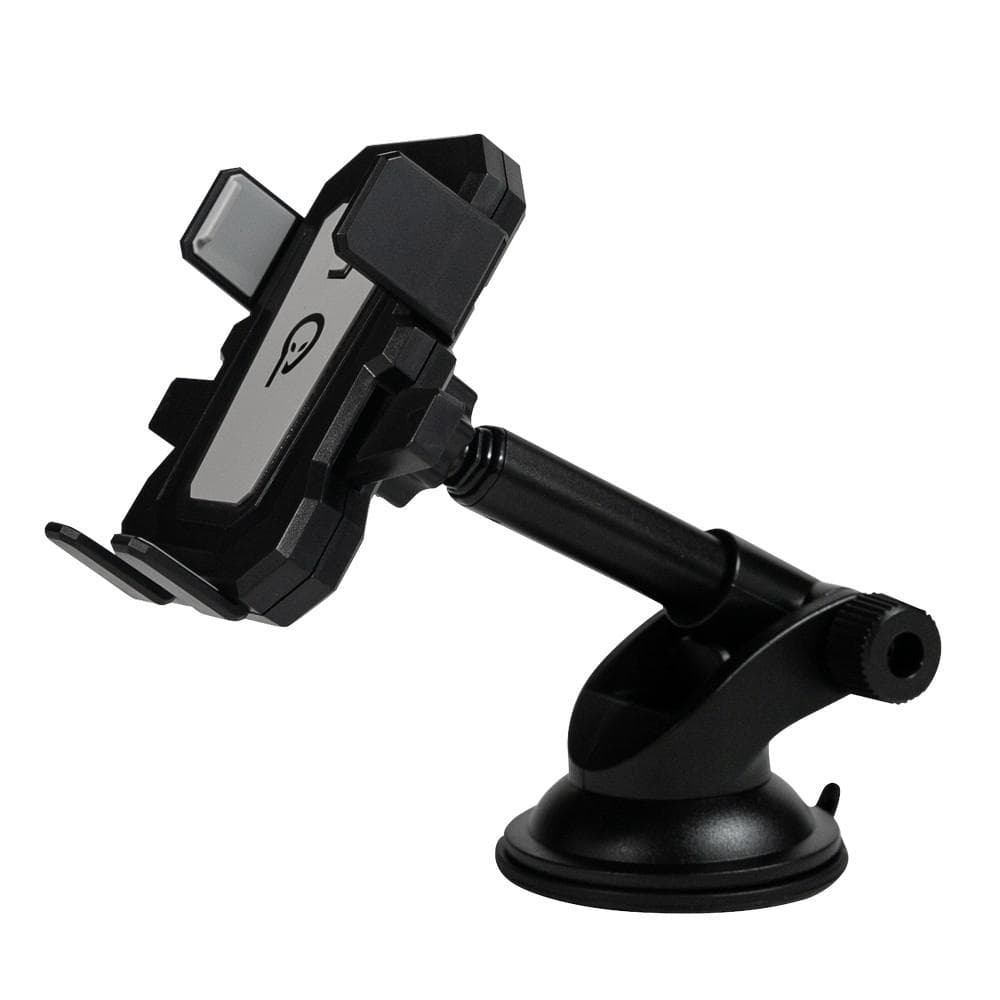 Suport auto SPACER pt. SmartPhone, fixare pe bord sau geam prin ventuza, brat telescopic, sistem auto-lock, rotire 360 grade, negru — miniatură