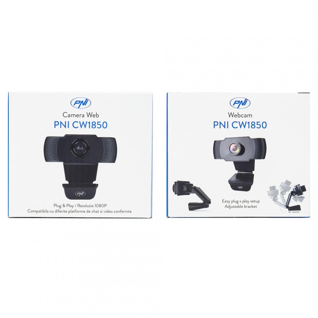 Camera Web PNI CW1850, rezolutie video Full HD, USB 2.0, Negru — miniatură