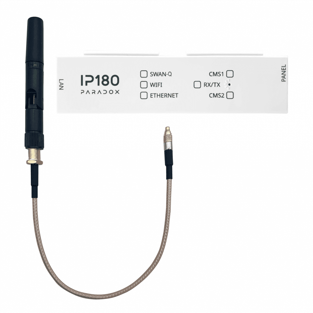 IP180-W modul de comunicare internet pentru centralele de alarma de la Paradox; Ethernet:100 Mbps/10 Mbps; Compatibilitate:cu EVOHD+, SP+, MG+ și majoritatea centralelor fabricate după 2012; Frecventa WIFI:2.4 GHz, B, G, N; Tensiune de intrare: 10V pana la 16.5 Vdc furnizata de portul serial al