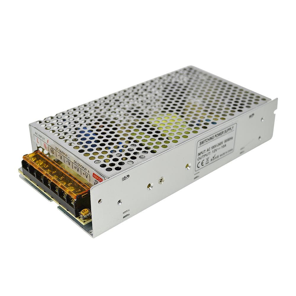 PNI Sursa de tensiune in comutatie PNI ST10A 230V la 12V 10A stabilizata pentru sisteme de supraveghere, Tensiune intrare: 230V AC, iesire: 2 x 12V 10A, 120W, Dimensiuni: 160 x 98 x 40 mm, Greutate: 336g — miniatură