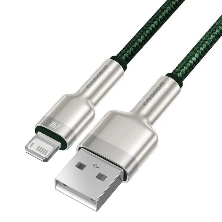 CABLU alimentare si date Baseus Cafule Metal, Fast Charging Data Cable pt. smartphone, USB la Lightning Iphone 2.4A, 2m, verde — miniatură