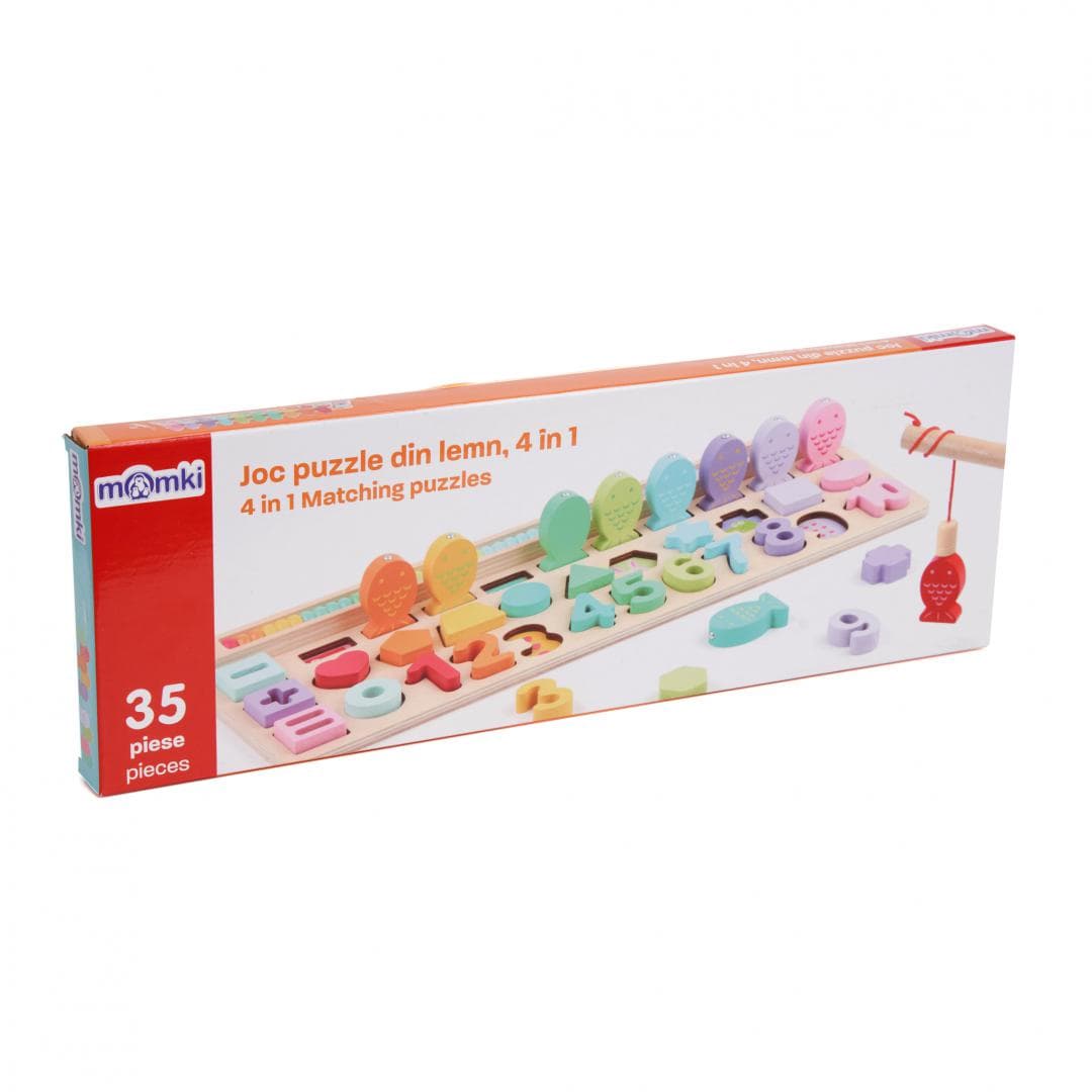 JOC PUZZLE DIN LEMN, 4 IN 1, 35 DE PIESE, MOMKI — miniatură