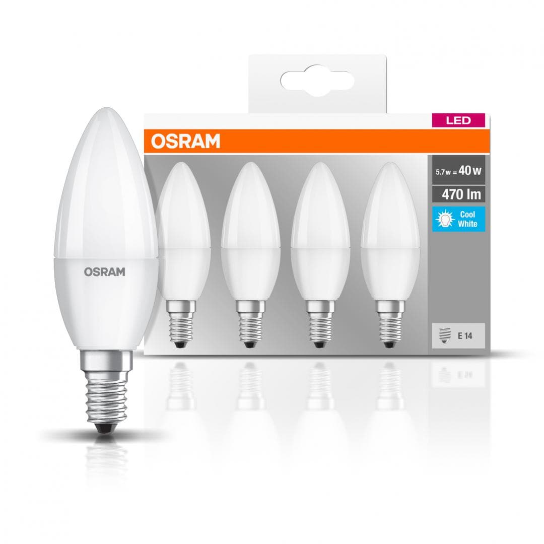4 Becuri LED Osram Base Classic B, E14, 4.9W (40W), 470 lm, luminaneutra(4000K) — miniatură