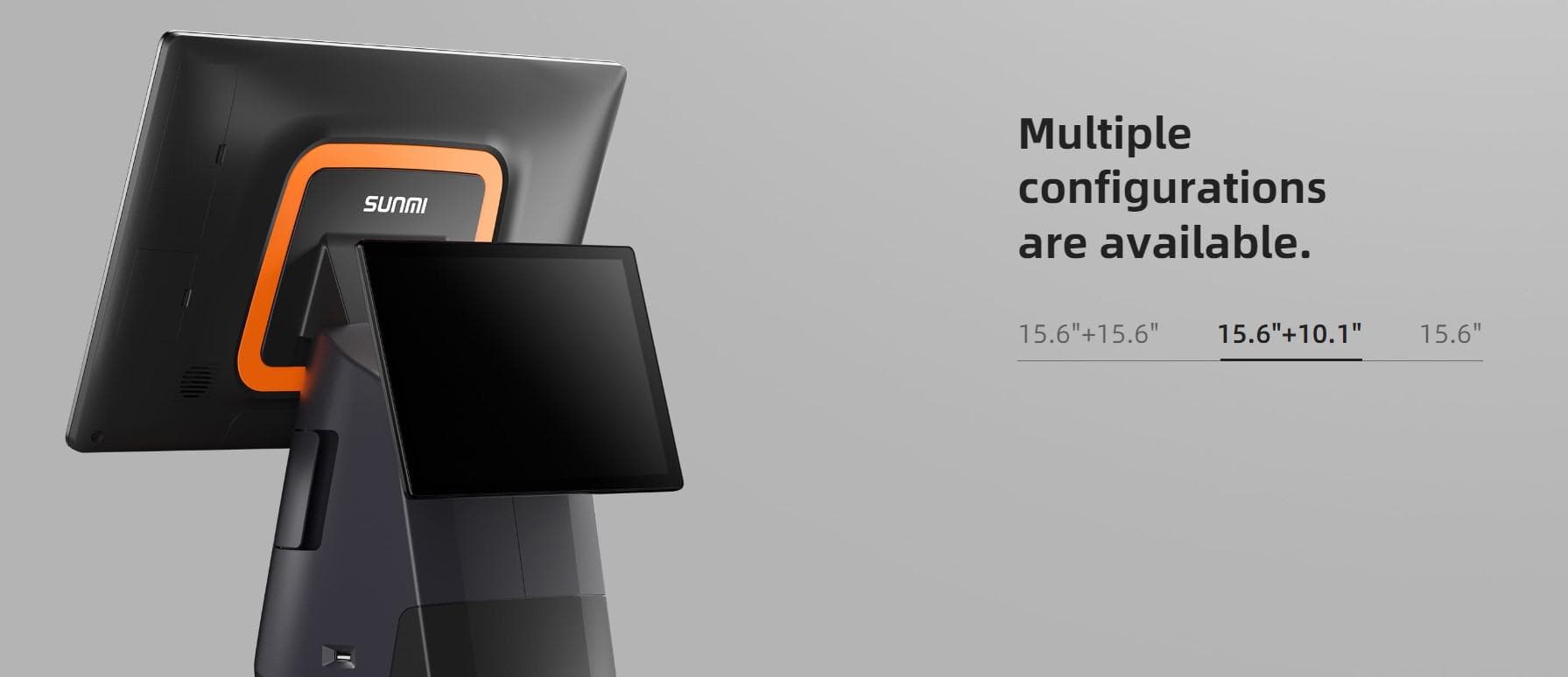 SUNMI DESKTOP POS SYSTEM L1562 T2s EN (15.6" + 10.1", 4GB + 64GB, Printer 80mm, WIFI, EU Adapter) — miniatură