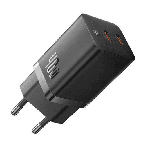 Incarcator Retea Baseus GaN5 Pro, 40W, 2 porturi, Negru — miniatură