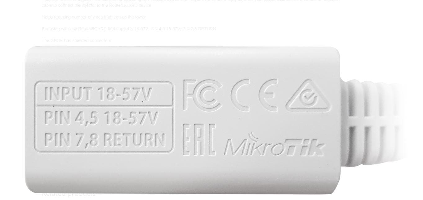 MIKROTIK RBGPOE, PoE injector, for Gigabit LAN products — miniatură