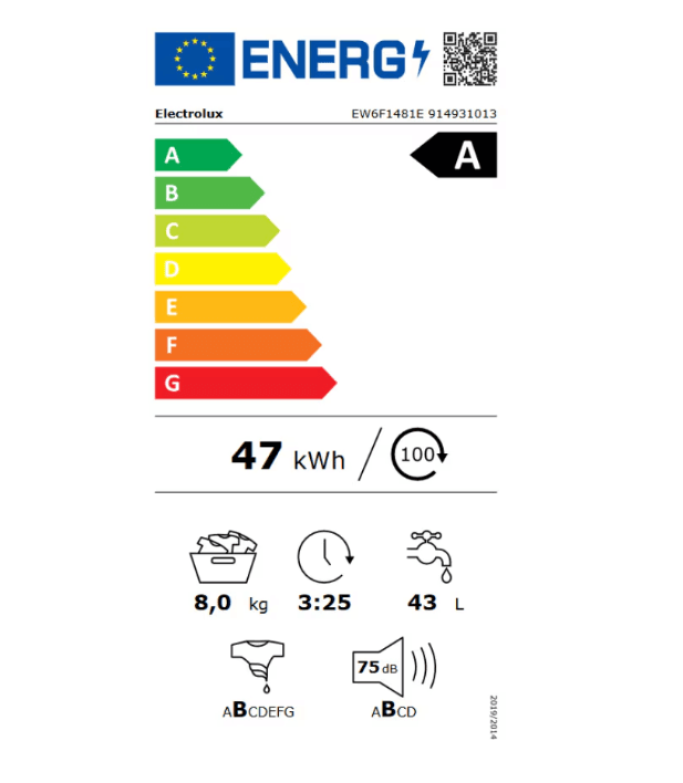 Masina de spalat rufe Electrolux EW6F1481E, 8 kg, 1400 rpm, Clasa A, Motor Inverter cu MagnetPermanent, Display LED, SensiCare, TimeManager, Alb — miniatură