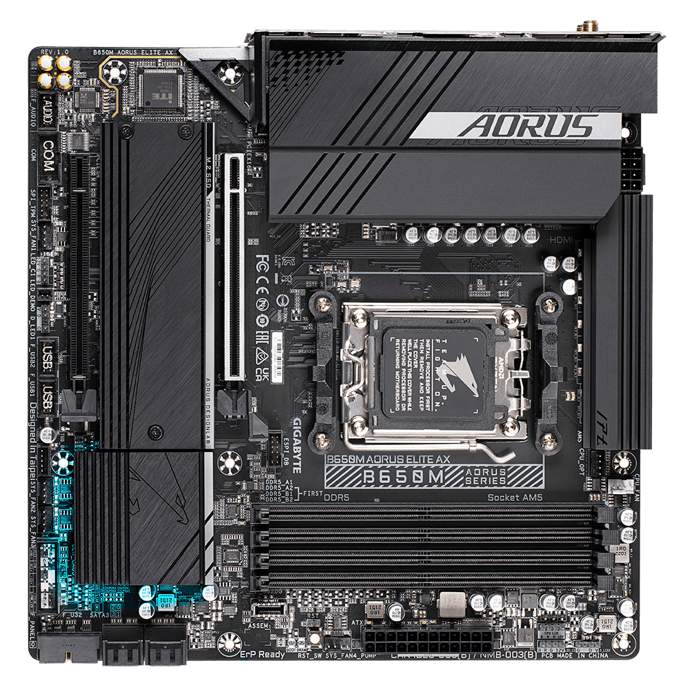 Placa de baza Gigabyte B650M AORUS ELITE AX, Socket AM5, DDR5, Micro-ATX — miniatură