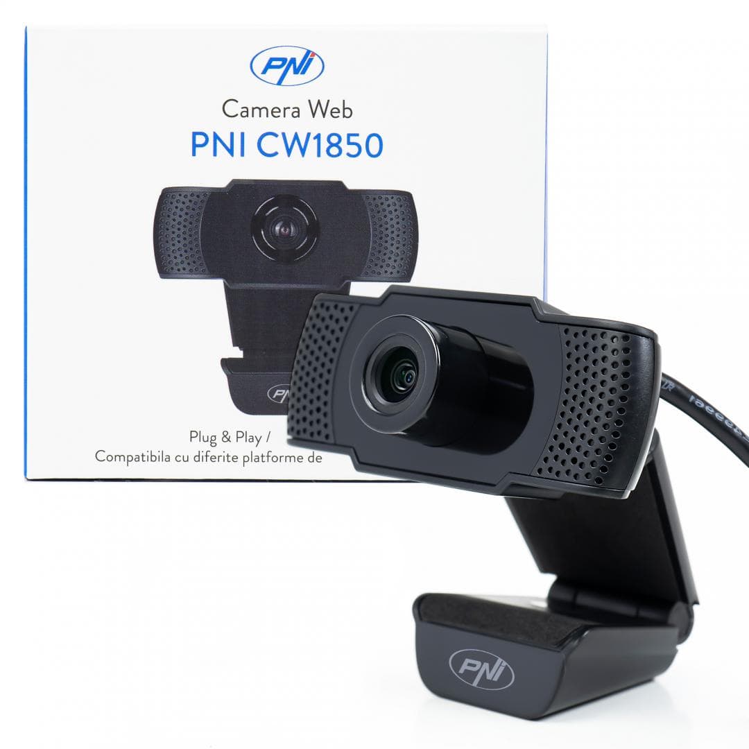Camera Web PNI CW1850, rezolutie video Full HD, USB 2.0, Negru