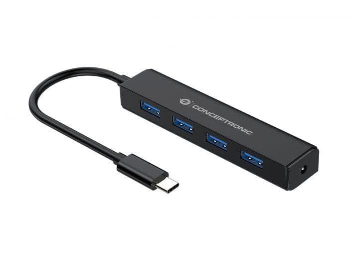 Hub USB CONCEPTRONIC CTC4USB3, USB-C, 4 porturi, Negru — miniatură