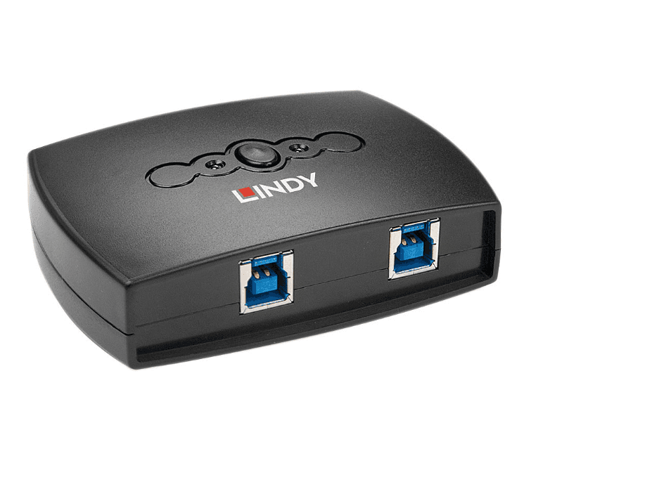 Hub USB LINDY 2 Port USB 3.0 Switch, USB-A, 3 porturi, Negru