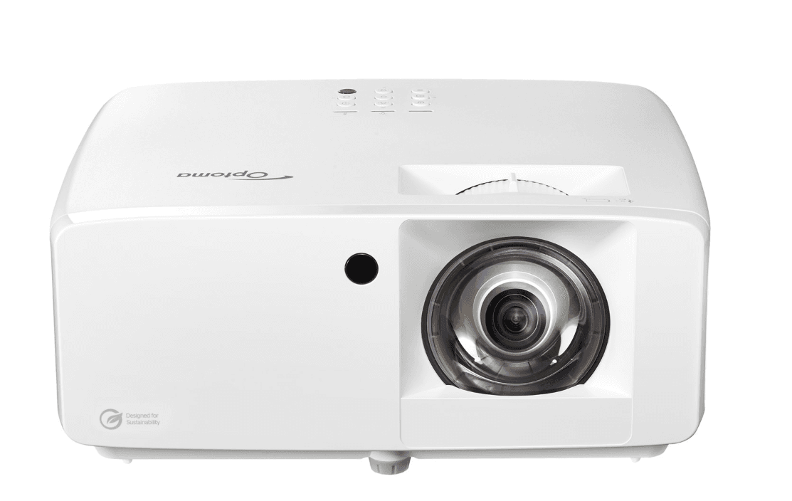 Videoproector Optoma UHZ35ST, UHD 3840*2160, 3.500 lumeni, 500.000:1, 16:9/ 4:3/ 16:10, laser 30.000 ore, distanta maxima de proiectie 3.3m, 2 * HDMI, Audio 3.5mm, USB-A power 1.5A, RS232, RJ45, 28dB-35dB, Security bar, Kensington Lock, protejare cu parola, IP6X, telecomanda cu baterii incluse, boxa