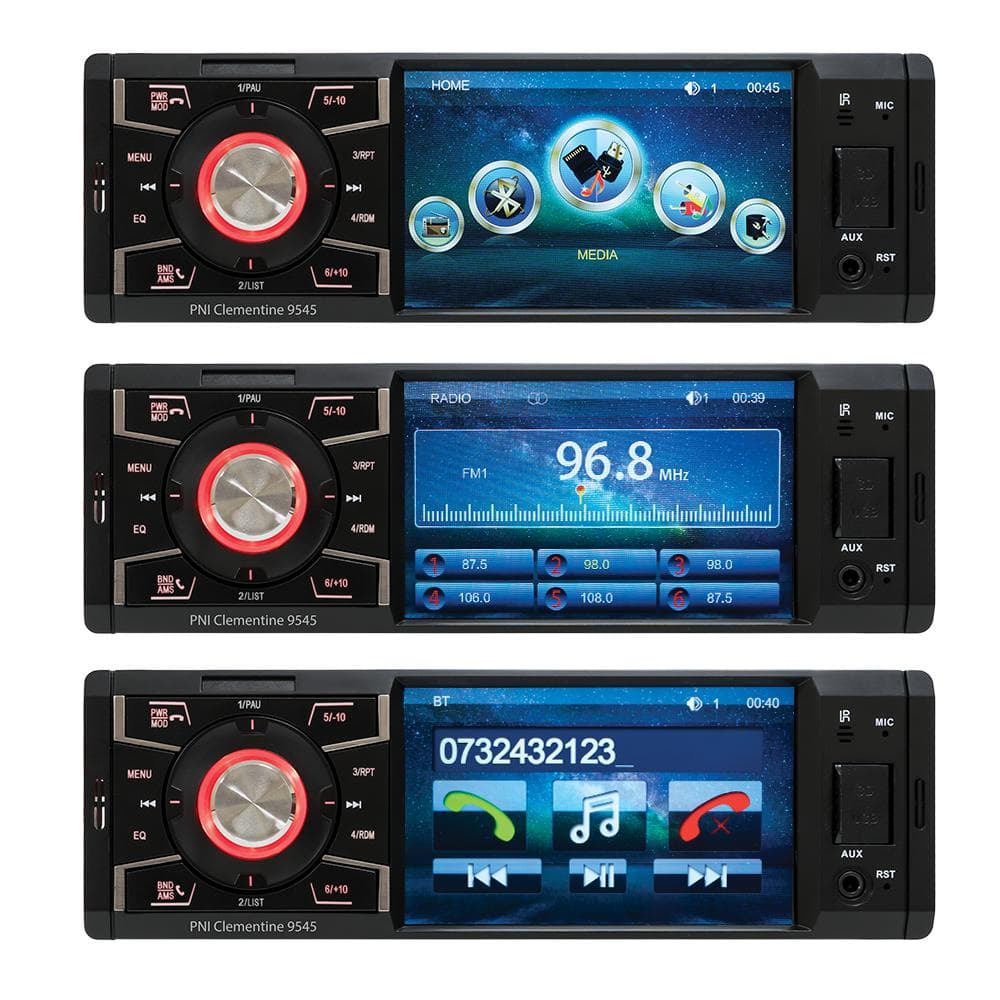 PNI MP5 PLAYER AUTO 1DIN 4" display Clementine 9545,50Wx4, Bluetooth, Radio FM, SD, USB, 2 x RCA video in, AUX in, 1 x RCA Intrare / Iesire video 1 x RCA Intrare video pentru camera marsarier, Redare video full HD 1920 x 1080px, Format fisiere redare: MP5, MP3, MP4, WMA, WAV etc. — miniatură