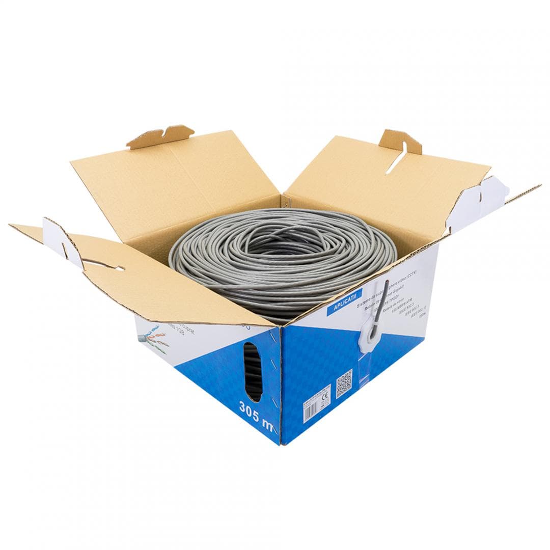 Cablu UTP CAT6 PNI U06 cu 4 perechi pentru internet 1 Gigabit si sisteme de supraveghere Rola 305m — miniatură
