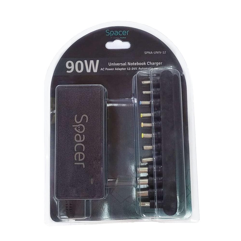 Incarcator Laptop SPACER SPNA-UNIV-12, 90W, Negru — miniatură