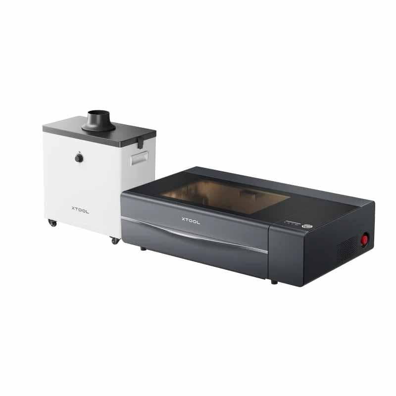 Makeblock xTool P2 55W Pachet Educational ce include: 1 x xTool P2 55W clasa I, 1x xTool Smoke Purifier ce permite purificarea eficienta a fumului, 1 x pachet de materiale educationale (ce include ghid de lectie); Dispozitivul de gravare are o putere nominala de 55W (tub laser de sticla CO2), viteza
