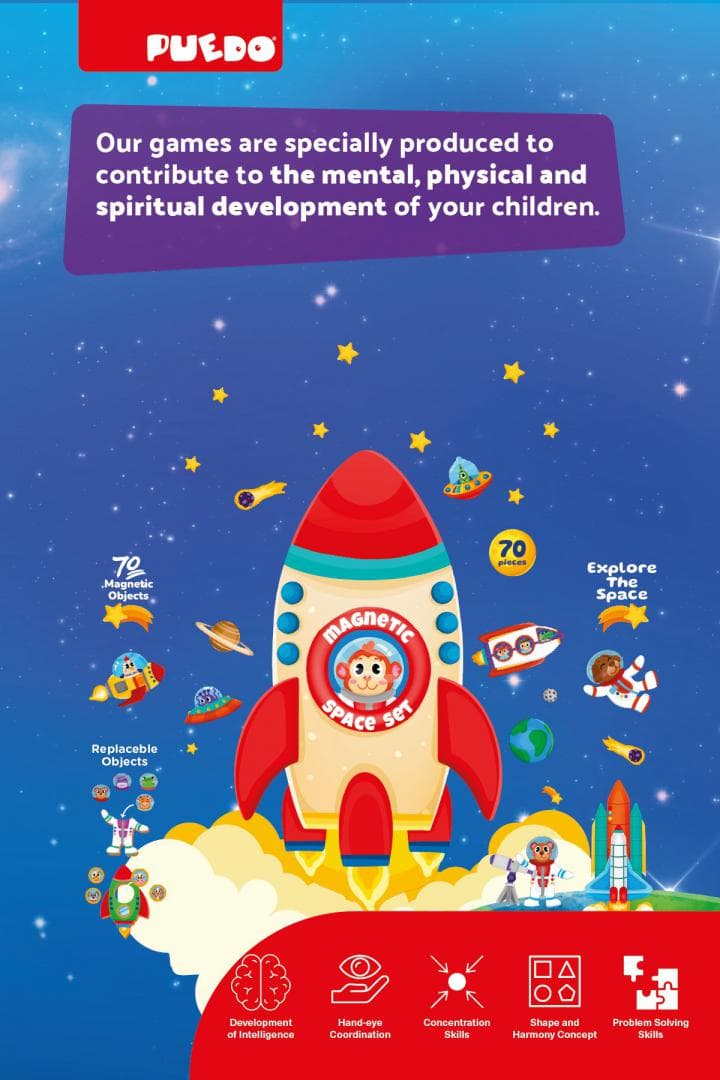 SET MAGNETIC DIN SPUMA EVA, SPATIUL COSMIC, PUEDO — miniatură