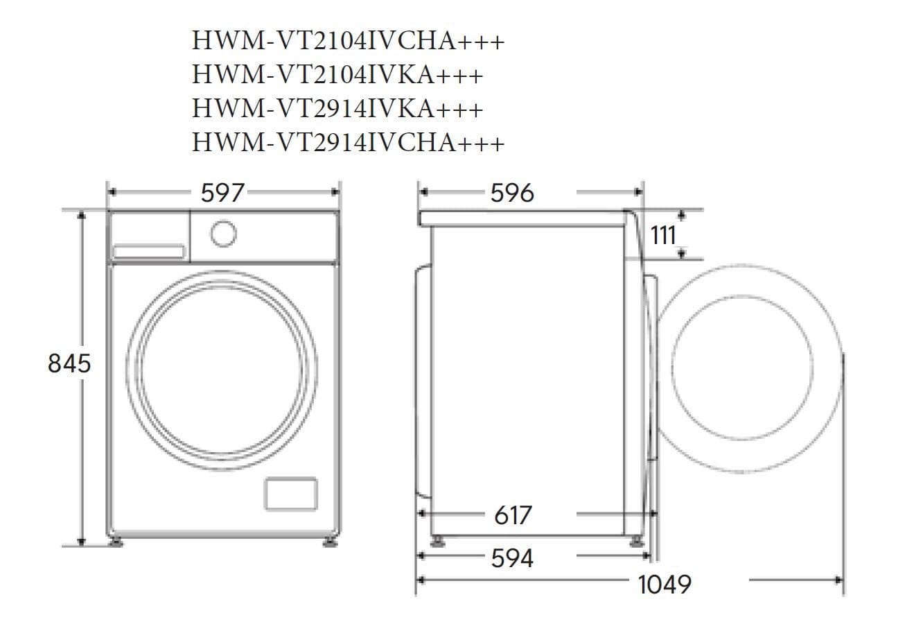 Masina de spalat rufe HEINNER HWM-VT2104IVCHA+++, 10 kg, 1400 rpm, Clasa: A, Alb — miniatură