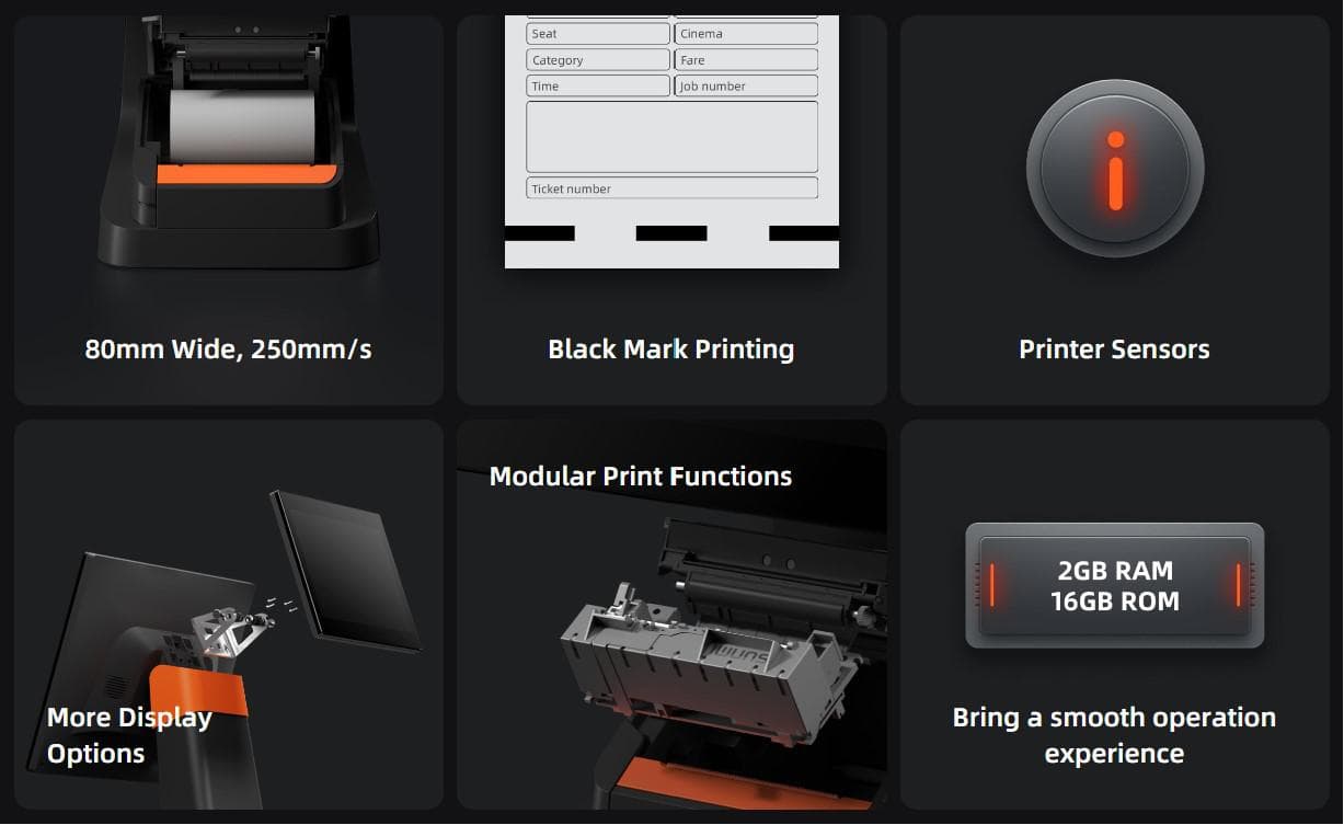 SUNMI DESKTOP POS SYSTEM L1586 D2s PLUS (15.6"+15.6", 2GB + 16GB, Printer 80mm, WIFI, Adapter EU) — miniatură