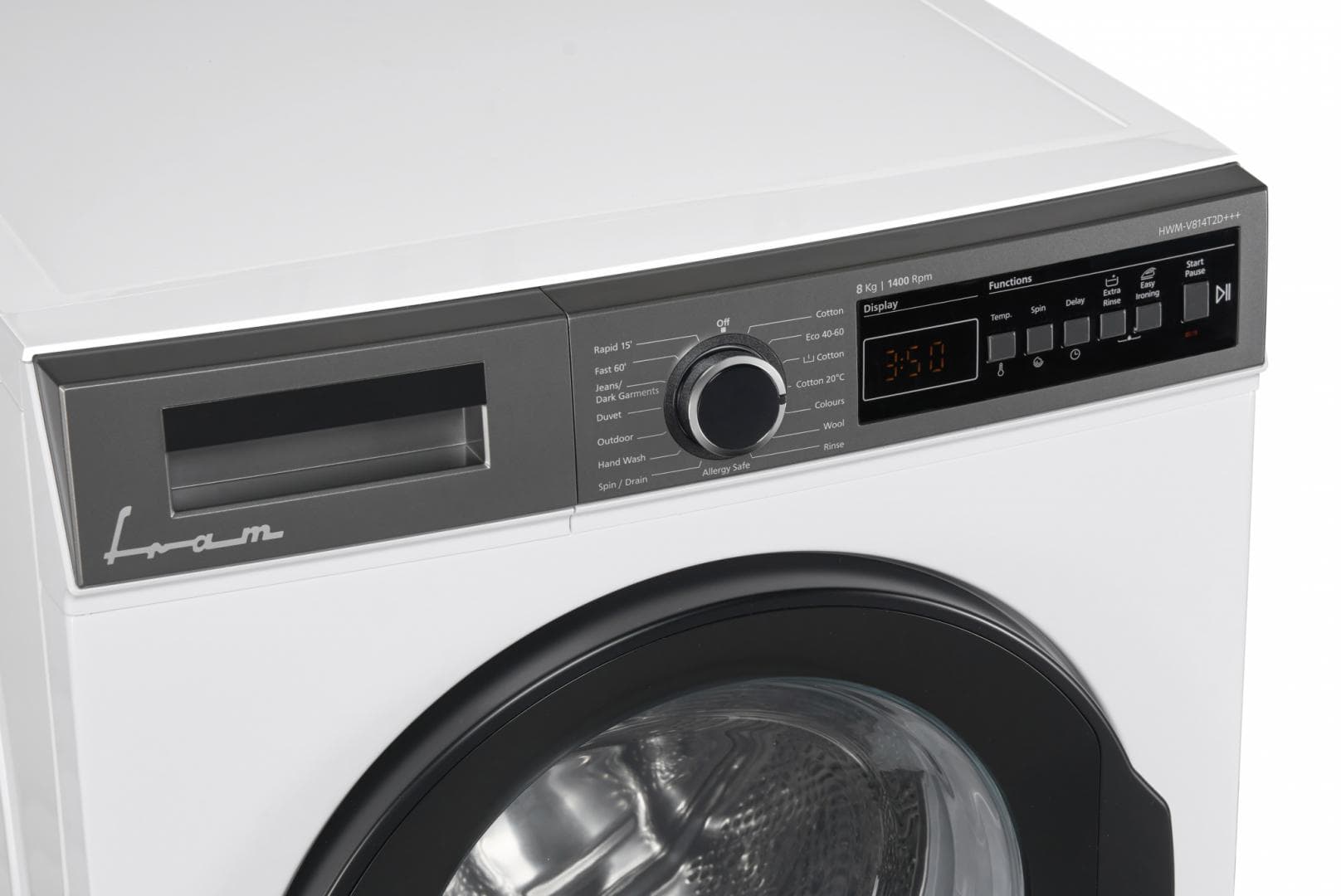Masina de spalat rufe FRAM FWM-V814T2D+++, 8 kg, 1400 rpm, Clasa: D, Alb — miniatură