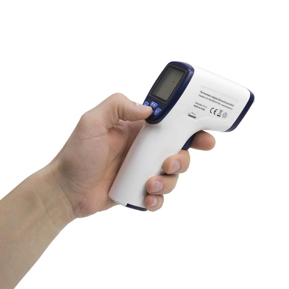 PNI Termometru digital SilverCloud UF41, Infrarosu, Non-Contact, Pentru corp si suprafete, Atentionare vocala, plaja masurare: 32-42.9 grade corp, 0-100 grade suprafete, distanta masurare: 5-10 cm, Dimensiuni: 145 x 37 x 98mm, Greutate: 141g, Alimentare: 2 x baterii AA, neincluse. — miniatură
