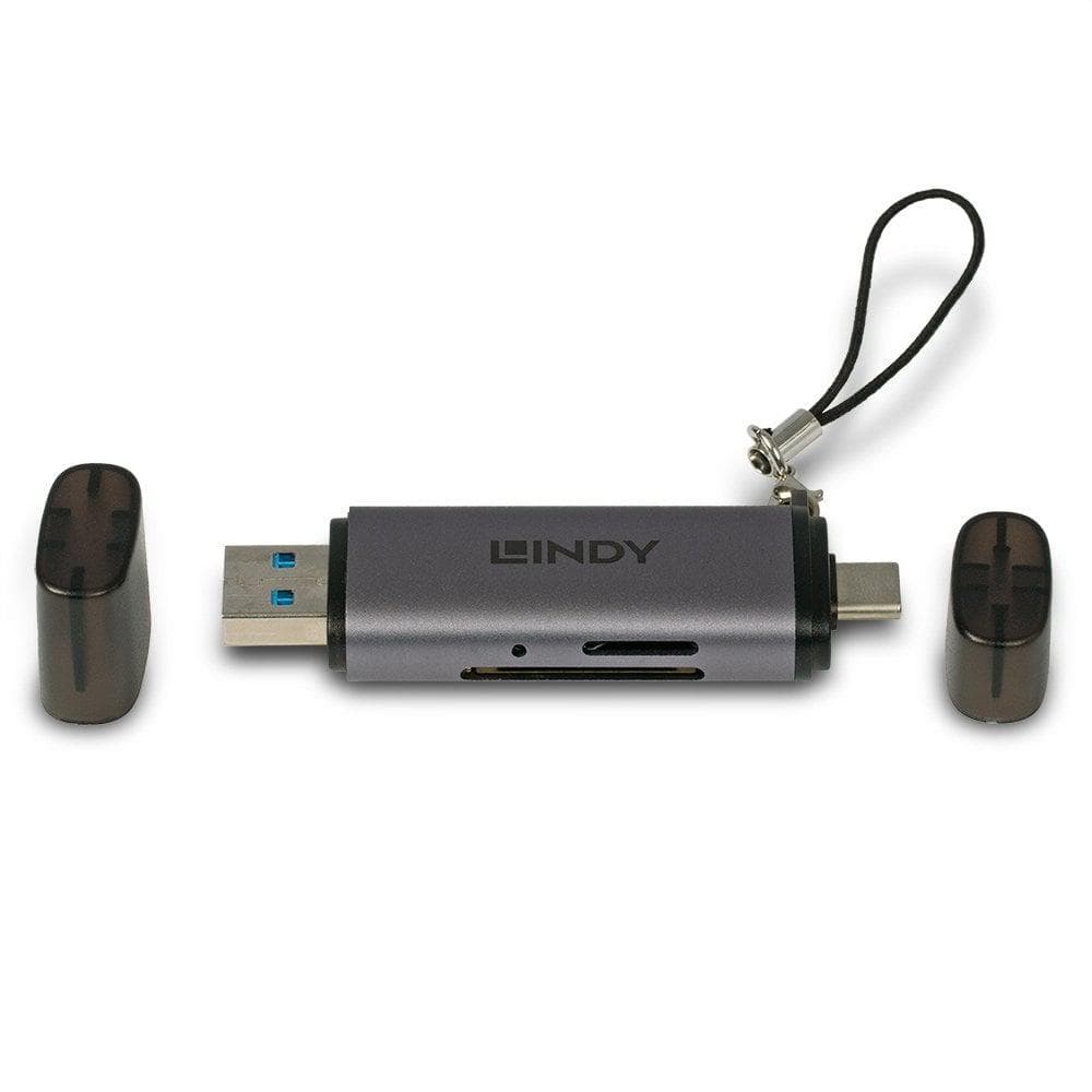 Card Reader Lindy USB 3.2 Type C, SD & microSD, argintiu