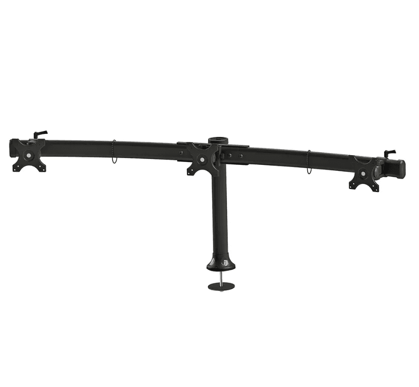 Suport triplu monitor de birou Neomounts FPMA-D700DD3; pentru display- uri cu diagonale 10"-27", sistem de prindere VESA 75x75~100x100, greutate maxima suportata 8kg - per ecran, swivel +45°, rotate +360°; inaltime reglabila manual 340-450mm; culoare negru. — miniatură