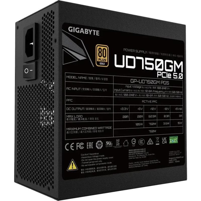 Sursa Gigabyte UD750GM PG5, 80+ Gold, 750W — miniatură