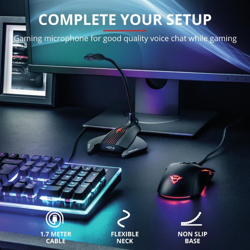 Microfon Trust GXT 239 Nepa Gaming, tip Condenser, Jack — miniatură