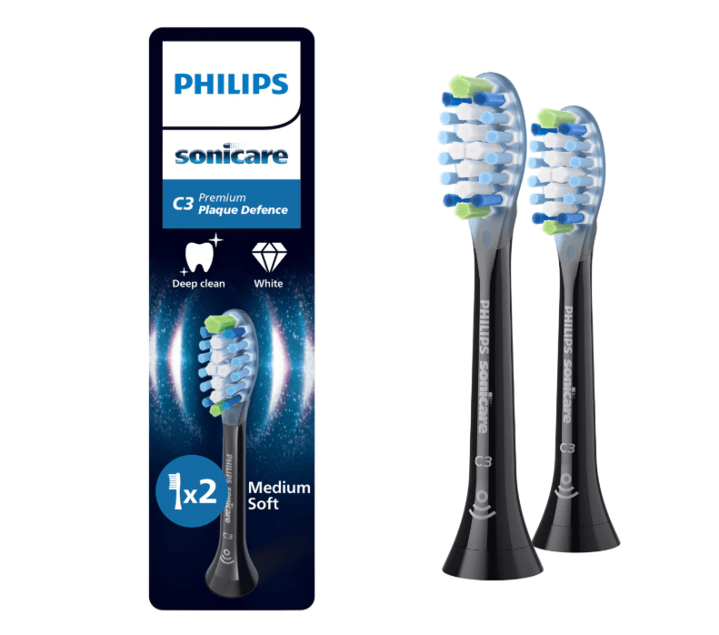 Rezerve PHILIPS Sonicare Plaque Defence HX9042/88, Pachet de 2 capete de periere, Standard, Click-on, Sincronizarea modurilor BrushSync, Negru, L x A x I (mm) 60x25.7x230.5