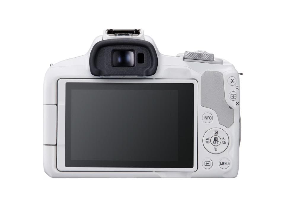 Aparat foto Canon Eos R50 WHITE KIT + Obiectiv RF-S18-45mm F4.5-6.3 IS STM, mirrorless, 24.2 Megapixeli, Procesor Digic X, Montura RF, Senzor APS-C 22.3 x 14.9mm, Aspect 3:2, Focalizare: Dual Pixel CMOS AF II, 100 % pe orizontală şi 100 % pe verticală (selectare automată), 90 % pe orizontală şi 100 — miniatură