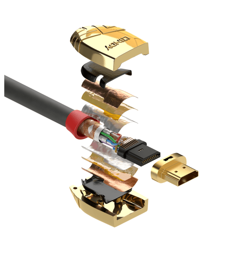 Cablu Lindy HDMI High Speed, 2m, Gold — miniatură