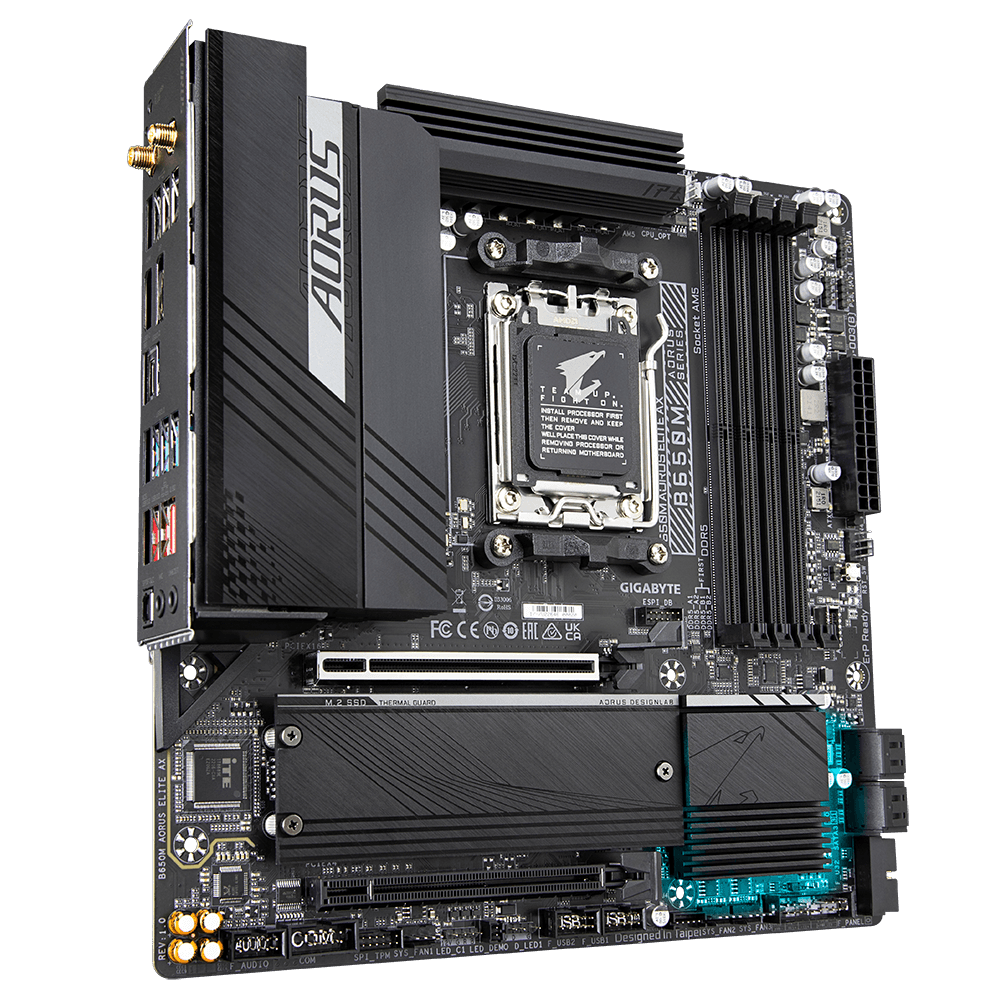 Placa de baza Gigabyte B650M AORUS ELITE AX, Socket AM5, DDR5, Micro-ATX — miniatură